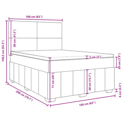 vidaXL Box spring postelja z vzmetnico krem 160x200 cm blago