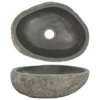 vidaXL Umivalnik iz rečnega kamna ovalen (29-38)x(24-31) cm