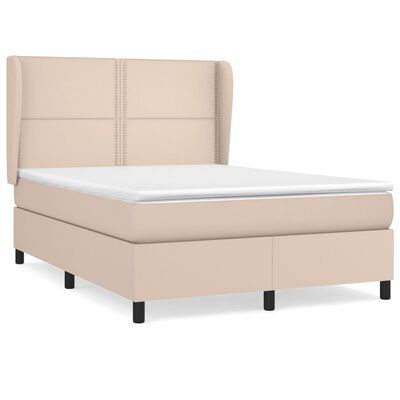 vidaXL Box spring postelja z vzmetnico kapučino 140x200cm umetno usnje