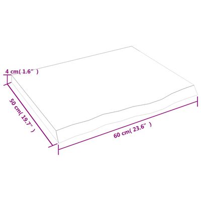 vidaXL Stenska polica temno rjava 60x50x(2-4) cm trdna hrastovina