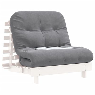 vidaXL Futon z ležiščem bela 80x206x11 cm trdna borovina