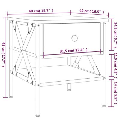 vidaXL Nočna omarica rjav hrast 40x42x45 cm inženirski les