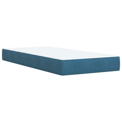 vidaXL Box spring postelja z vzmetnico temno moder 90x190 cm žamet