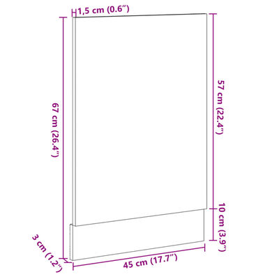 vidaXL Plošča za pomivalni stroj sonoma hrast 45x3x67 cm iverna plošča