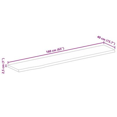 vidaXL Mizna plošča z naravnim robom 160x40x2,5 cm trden mangov les