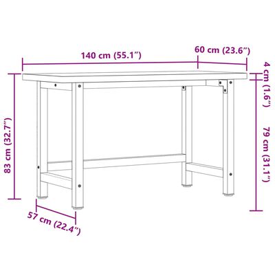 vidaXL Delovna miza 140x60x83 cm trden akacijev les pravokotna