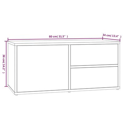 vidaXL TV omarica siva sonoma 80x34x36 cm inženirski les