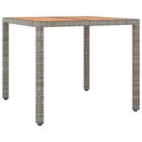 vidaXL Vrtna miza z leseno površino siv poli ratan in akacijev les