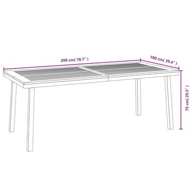 vidaXL Vrtna miza 200x100x75 cm trden akacijev les