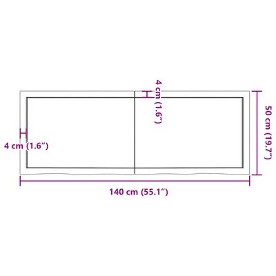 vidaXL Kopalniški pult temno rjav 140x50x(2-4) cm obdelan trden les