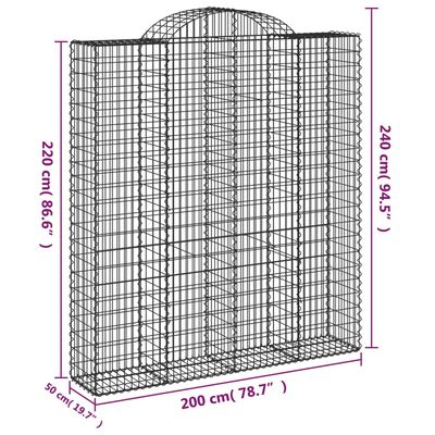 vidaXL Obokane gabion košare 5 kosi 200x50x220/240 cm pocinkano železo