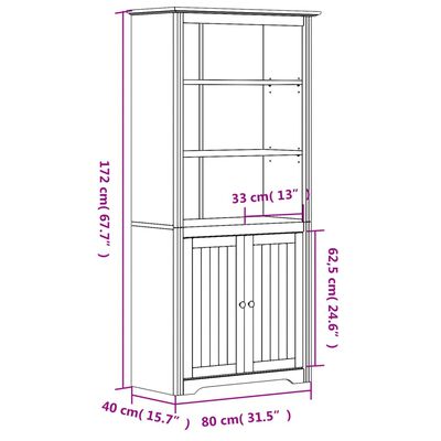 vidaXL Knjižna omara BODO siva 82x40x173 cm trdna borovina