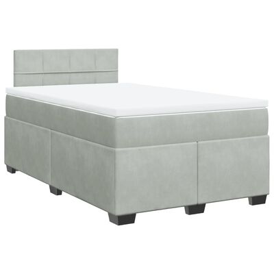 vidaXL Box spring postelja z vzmetnico svetlo siva 120x190 cm žamet