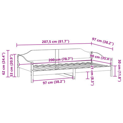 vidaXL Posteljni okvir brez vzmetnice bel 90x200 cm trdna borovina