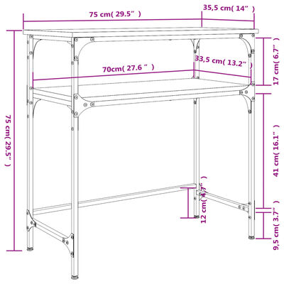 vidaXL Konzolna mizica sonoma hrast 75x35,5x75 cm inženirski les