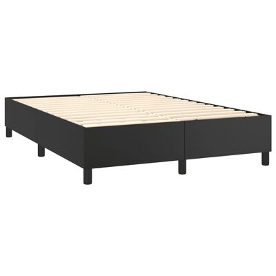 vidaXL Box spring postelja z vzmetnico črn 140x200 cm umetno usnje