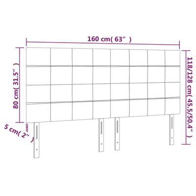 vidaXL LED posteljno vzglavje roza 160x5x118/128 cm žamet