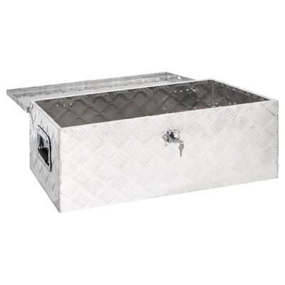 vidaXL Škatla za shranjevanje srebrna 90x47x33,5 cm aluminij