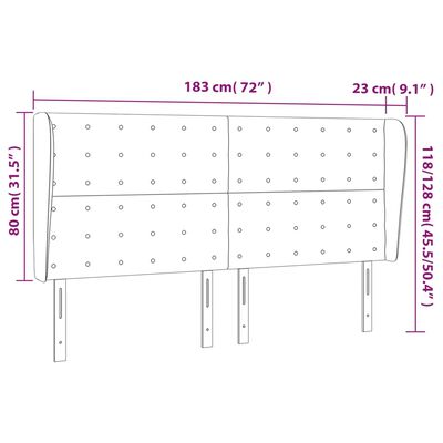 vidaXL Vzglavje z ušesi črno 183x23x118/128 cm umetno usnje