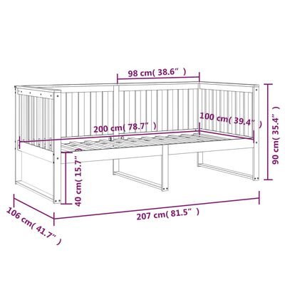 vidaXL Dnevna postelja črna 100x200 cm trdna borovina