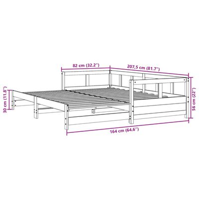 vidaXL Izvlečna postelja brez vzmetnice 80x200 cm trdna borovina