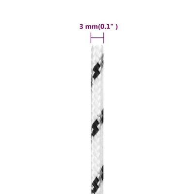 vidaXL Pletena vrv za čoln bela 3 mm x 250 m poliester
