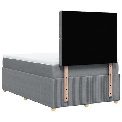 vidaXL Boxspring postelja z vzmetnico svetlo siva 120x190 cm blago