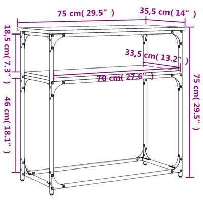 vidaXL Konzolna mizica rjav hrast 75x35,5x75 cm inženirski les