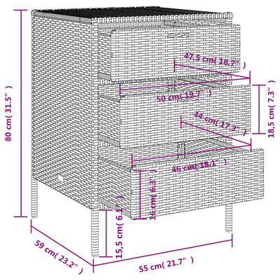 vidaXL Vrtna omara za shranjevanje siva 55x59x80 cm poli ratan