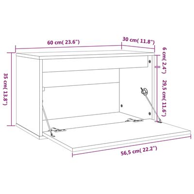 vidaXL Stenska omarica črna 60x30x35 cm trdna borovina