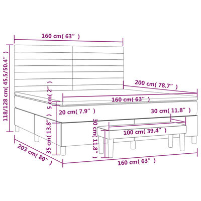 vidaXL Box spring postelja z vzmetnico svetlo siva 160x200 cm žamet