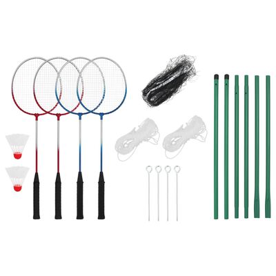 vidaXL Badminton set z 4 loparji in mrežo 620x151 cm