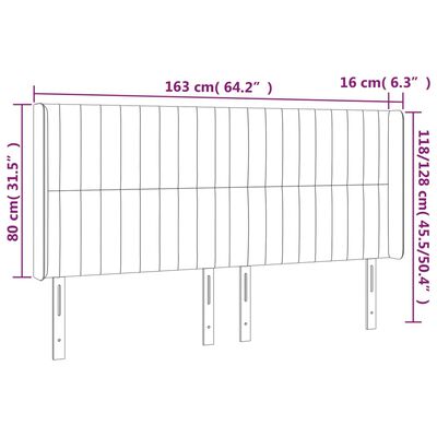 vidaXL LED posteljno vzglavje temno zeleno 163x16x118/128 cm žamet