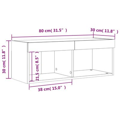 vidaXL TV omarica z LED lučkami betonsko siva 80x30x30 cm