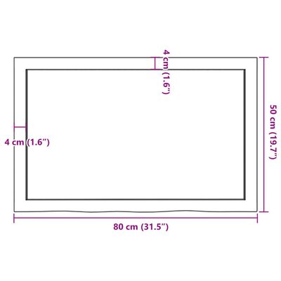 vidaXL Stenska polica 80x50x(2-4) cm neobdelana trdna hrastovina