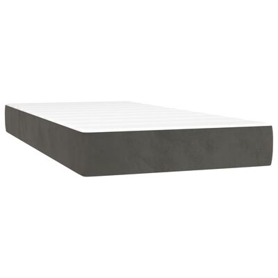 vidaXL Box spring postelja z vzmetnico LED temno siva 90x190 cm žamet