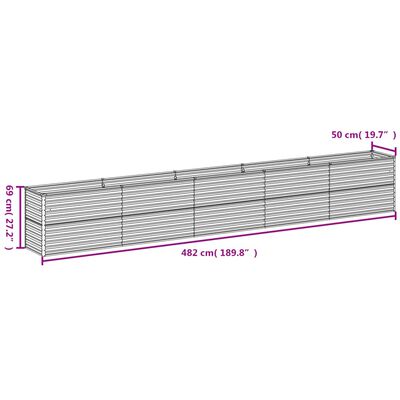 vidaXL Vrtna visoka greda 482x50x69 cm corten jeklo