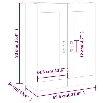 vidaXL Stenska omarica rjav hrast 69,5x34x90 cm