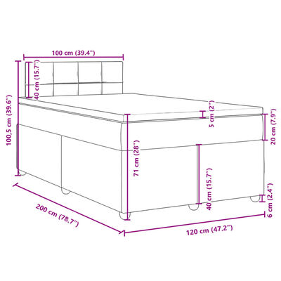 vidaXL Box spring postelja z vzmetnico črn 120x200 cm blago