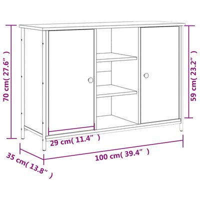 vidaXL Komoda sonoma hrast 100x35x70 cm inženirski les