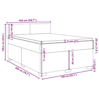 vidaXL Box spring postelja z vzmetnico temno rjava 140x200 cm blago