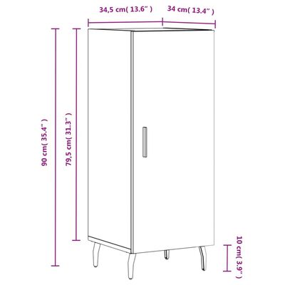 vidaXL Komoda visok sijaj bela 34,5x34x90 cm inženirski les