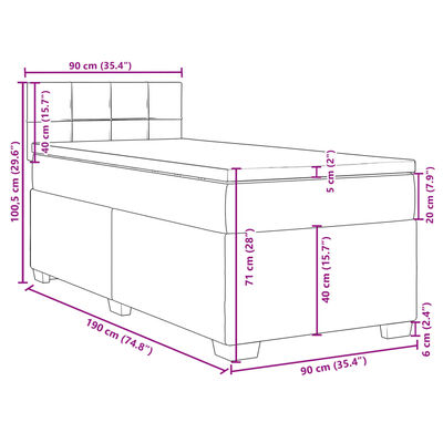 vidaXL Box spring postelja z vzmetnico temno siva žamet