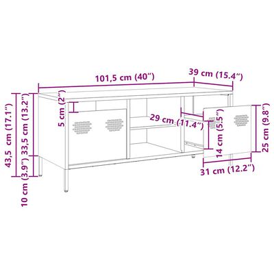 vidaXL TV omarica roza 101,5x39x43,5 cm hladno valjano jeklo