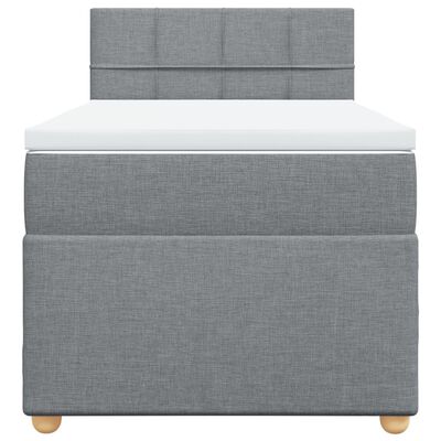 vidaXL Box spring postelja z vzmetnico svetlo siva 90x200 cm blago