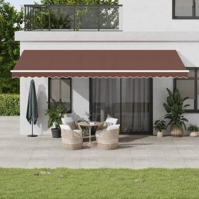 vidaXL Ročno zložljiva tenda rjava 600x350 cm