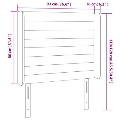 vidaXL LED posteljno vzglavje svetlo sivo 93x16x118/128 cm žamet