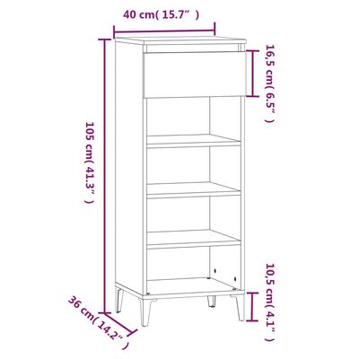 vidaXL Regal za čevlje bel 40x36x105 cm inženirski les