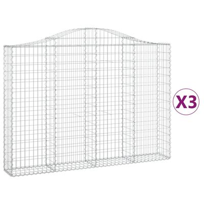 vidaXL Obokane gabion košare 3 kosi 200x30x140/160 cm pocinkano železo