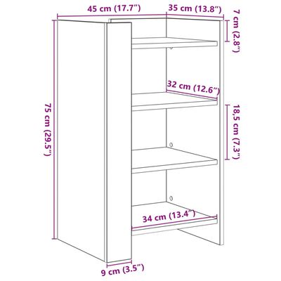 vidaXL Komoda sonoma hrast 45x35x75 cm inženirski les